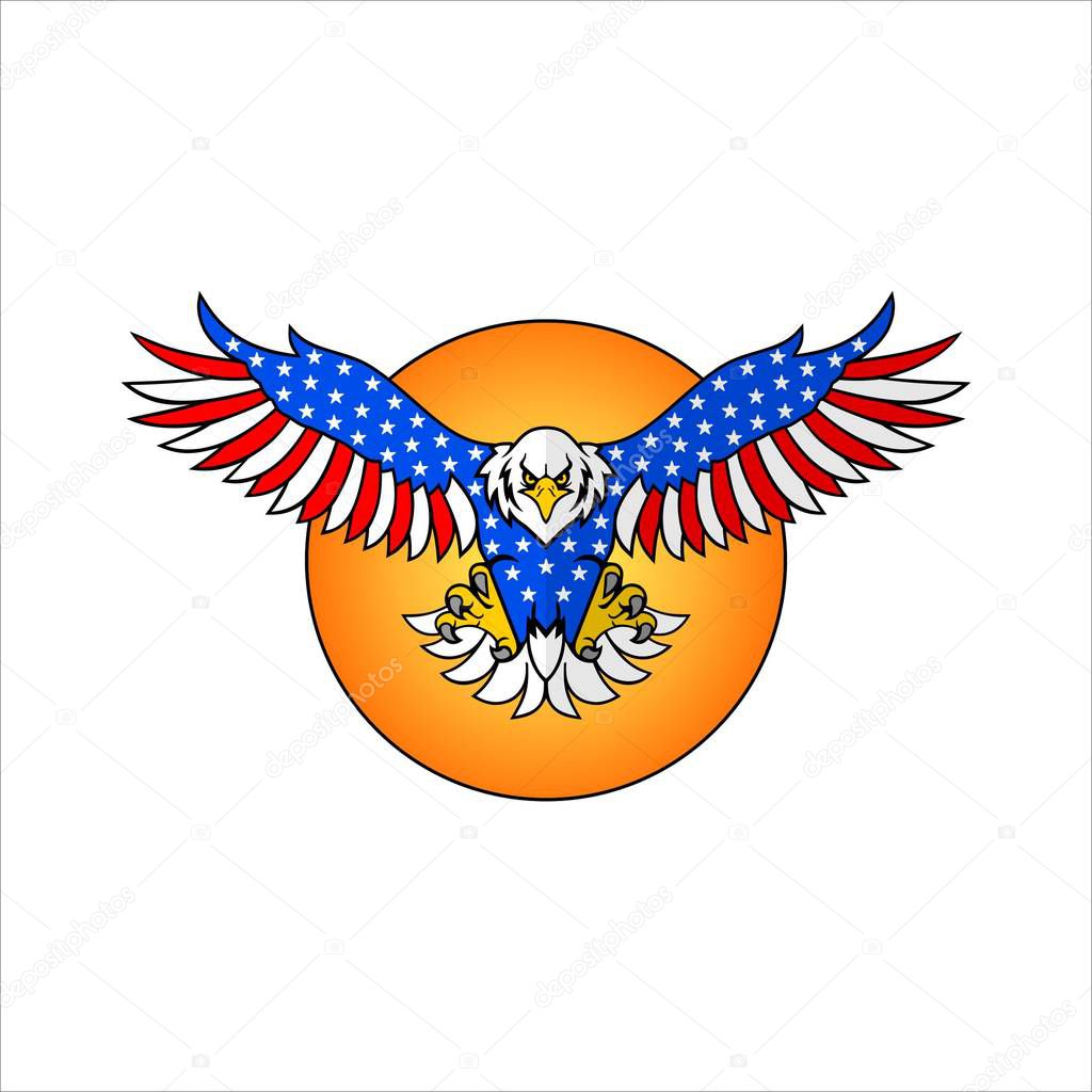 Flying Eagle and sun vector