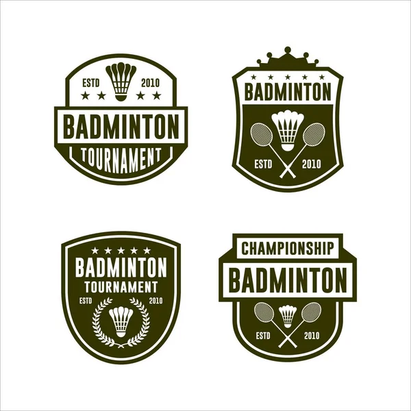 Logo Bádminton Torneo Colección Vector — Vector de stock