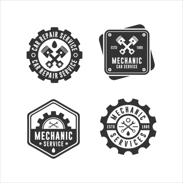 Servizio Meccanico Riparazione Logos Design — Vettoriale Stock