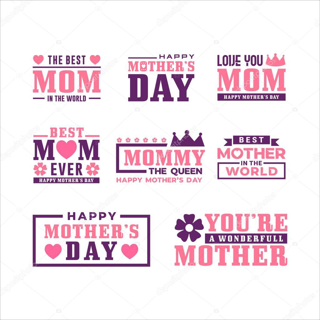 Mother Day badge collections logo flat