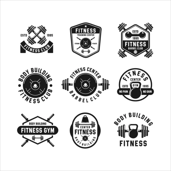 Fitness Barbel Gimnasio Logos Colecciones — Vector de stock