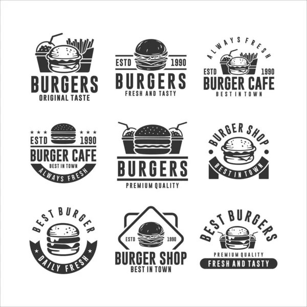 Burger Frais Savoureux Logos Collection — Image vectorielle