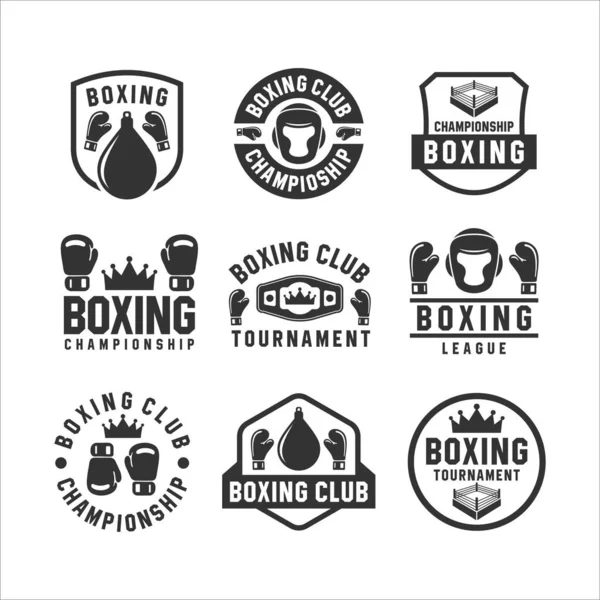 Club Boxeo Torneo Logos Colecciones — Vector de stock