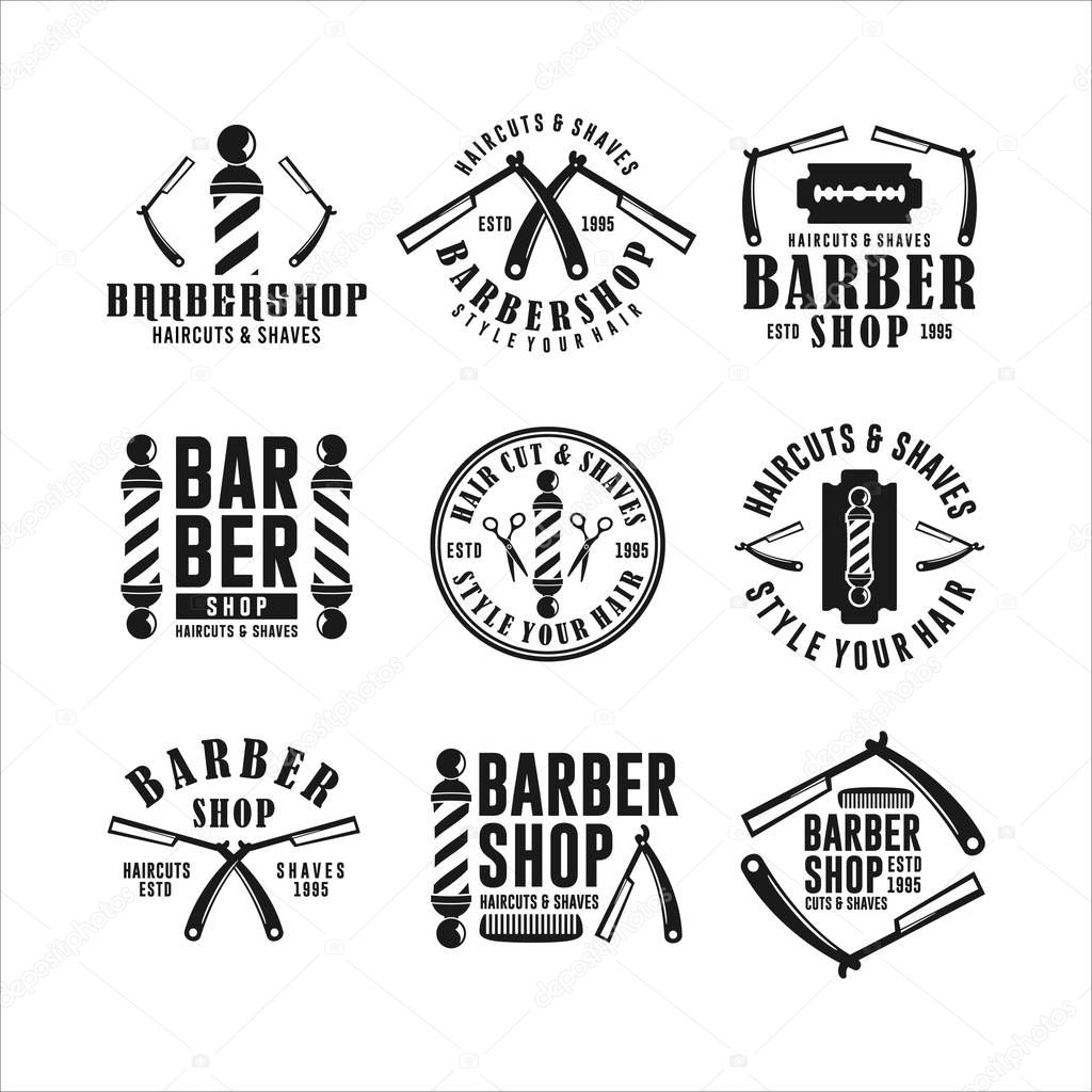 Barbershop Haircuts and Shaves Collections Logos