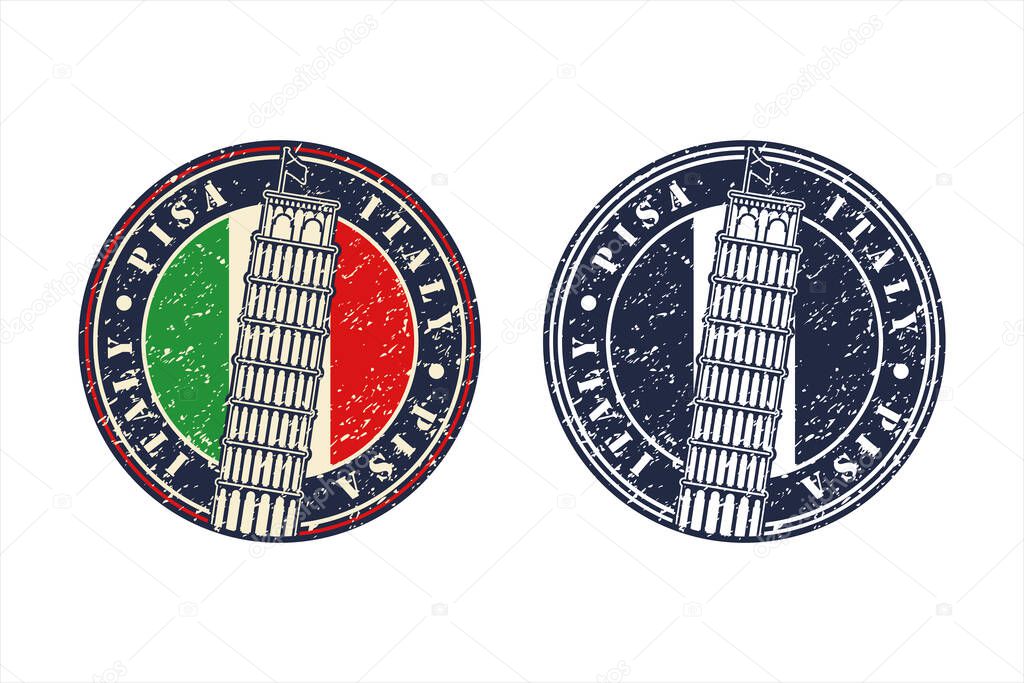 Pisa italy tower vector design logo