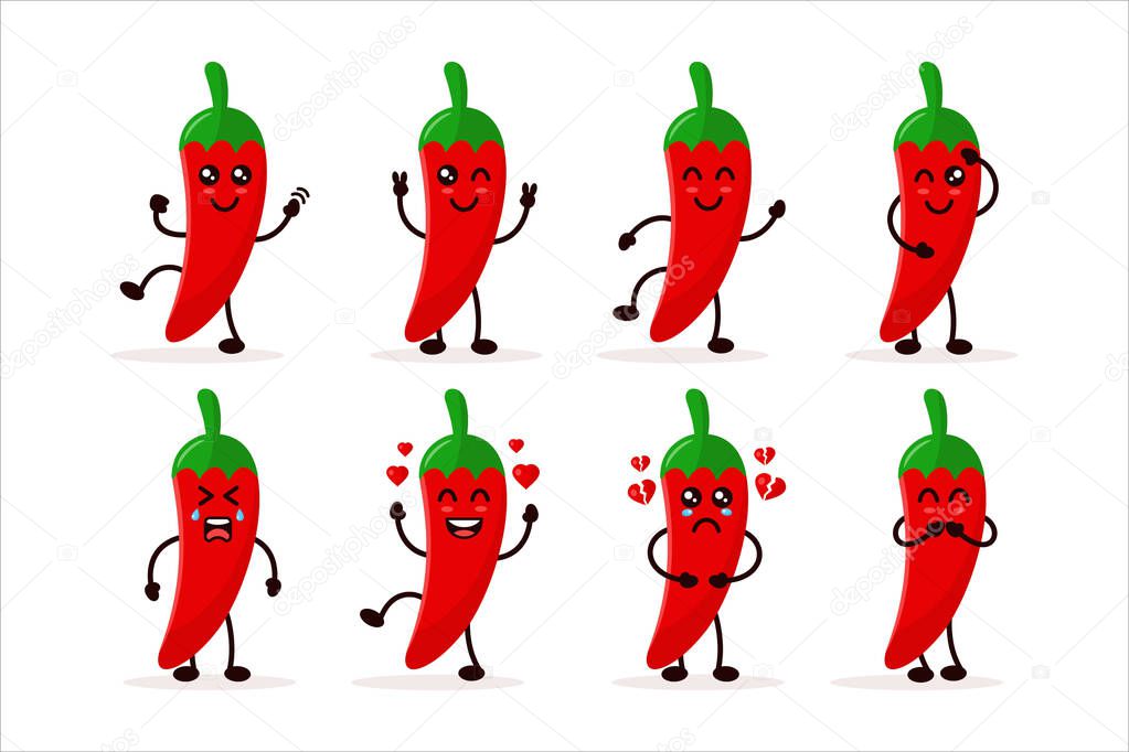 Set cute chili charater vector illustration