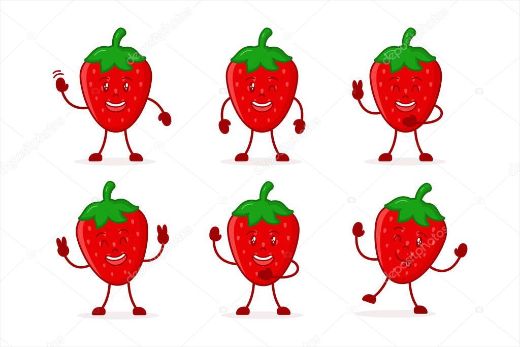 Set Cute Strawberry character vector illustration
