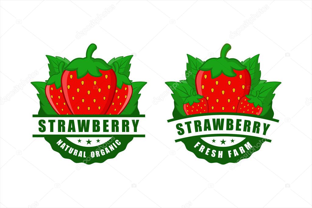 Strawberry natural organic fram fresh badge design2