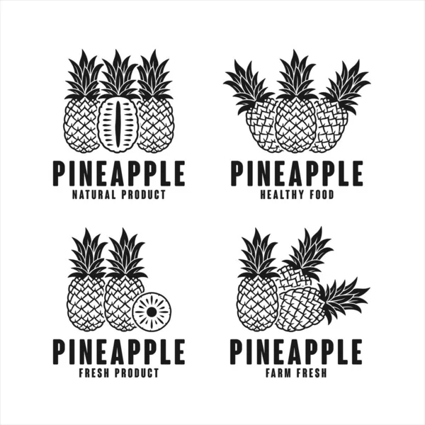 Kollektion Ananas Natürliches Produktlogo — Stockvektor