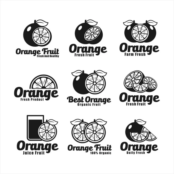 Orangensaft Fruchtvektor Design Logo Kollektion — Stockvektor