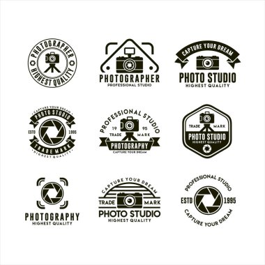 Fotoğrafçı profesyonel stüdyo vektör tasarım logosu