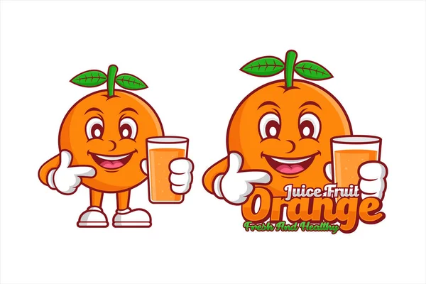 Логотип Дизайна Талисмана Juice Fruit Orange — стоковый вектор