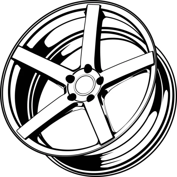 Carro Roda Aro Vetor Silhueta Ícone Logotipo Monocromático Cor Preto — Vetor de Stock