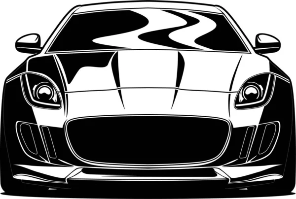 Автомобильный Вектор Иллюстрации Черном Белый Негативное Пространство Хорошо Футболки Плакат — стоковый вектор