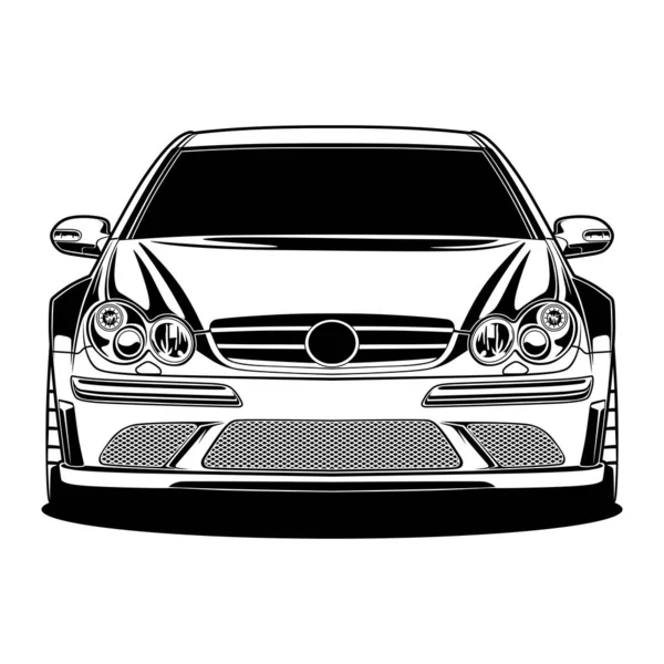 Czarno Białe Ilustracja Samochodu Dla Koncepcji Projektu — Wektor stockowy