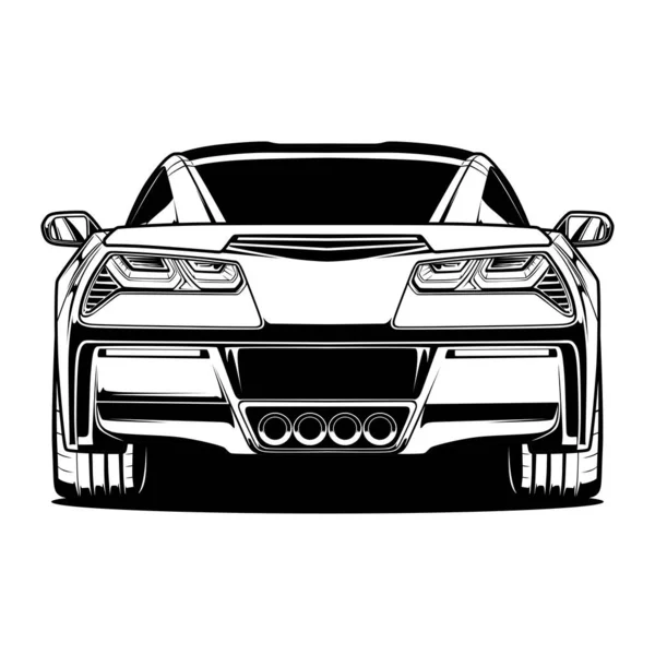 Black White Car Illustration Conceptual Design — стоковый вектор