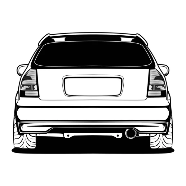 Ilustrasi Mobil Putih Dan Hitam Untuk Desain Konsep - Stok Vektor