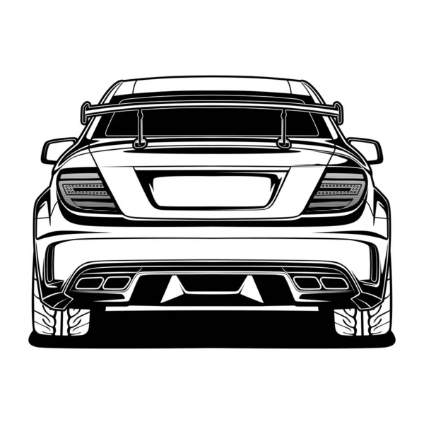 Schwarz Weiße Auto Illustration Für Konzeptdesign — Stockvektor