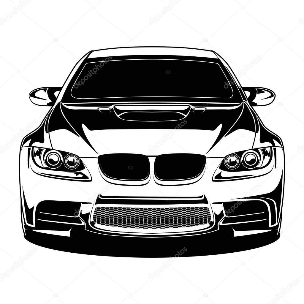 Black And White Car Illustration For Conceptual Design.