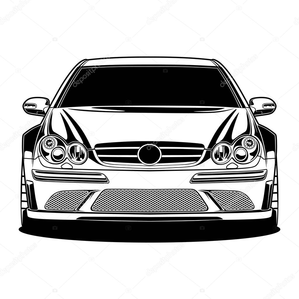 Black And White Car Illustration For Conceptual Design.