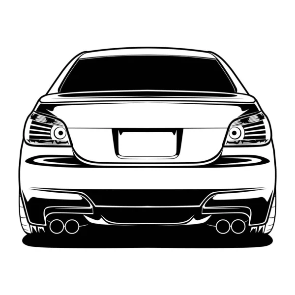 Ilustración Del Coche Blanco Negro Para Diseño Conceptual Bueno Para — Archivo Imágenes Vectoriales