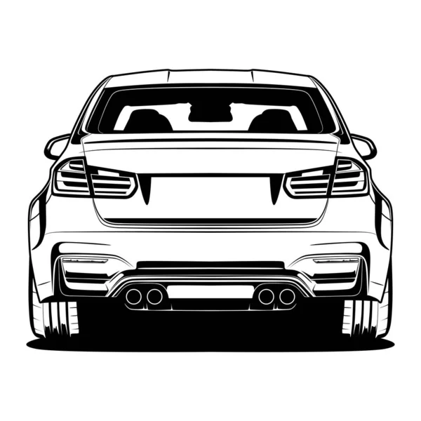 Illustrazione Dell Automobile Bianco Nero Design Concettuale Buono Poster Adesivo — Vettoriale Stock