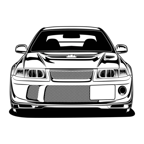 Ilustración Del Coche Blanco Negro Para Diseño Conceptual Bueno Para — Vector de stock