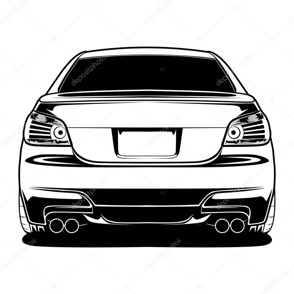Black And White Car Illustration For Conceptual Design. Good for poster, sticker, t shirt print, banner.