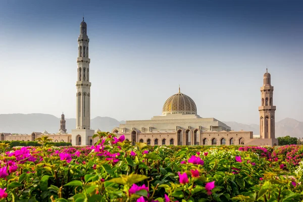 Muscat Büyük Camii 'nin geometrik güzelliği ve onun bekçisi.