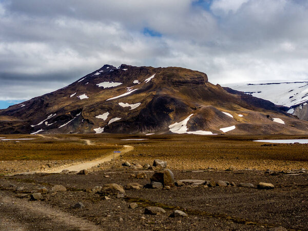 Deserted off-road track in a glacier valley in Iceland