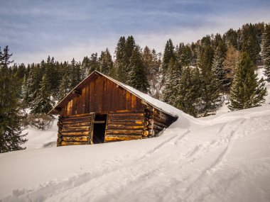 İsviçre Alplerinde boş ahşap kulübe - 1