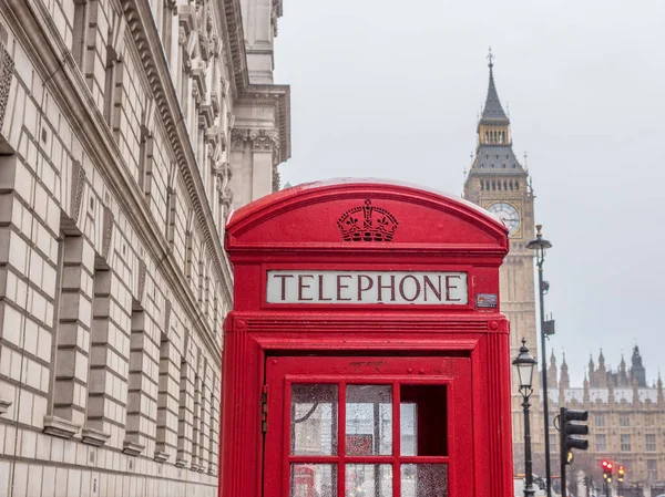 Traditional British phone booth with Big Ben in background - 8