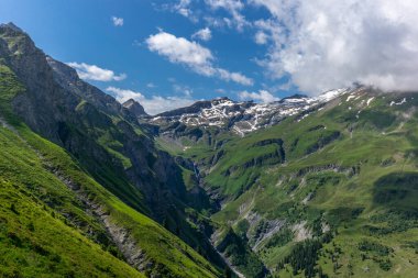 İsviçre, Piz Beverin yakınlarındaki Alplerde bir şelale.