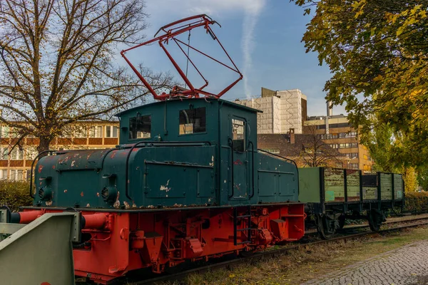 lonely old locomotive in Berlin inland port and freight station