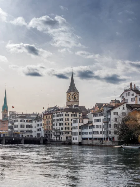 Pohled Řeku Limmat Staré Město Curych — Stock fotografie