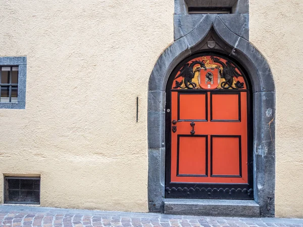 Medieval door in Chur with dragons