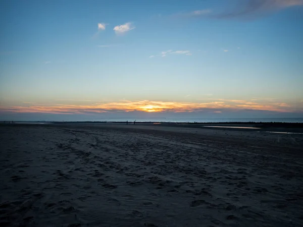 Vista Praia Mar Wadden Ilha Ameland Holanda Outono Pôr Sol — Fotografia de Stock
