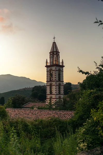 Watching Sunset Village Mountains Corsica — Stock Photo, Image
