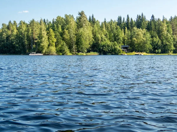 Cabaña Típica Finlandesa Vacaciones Madera Orilla Del Lago Saimaa Finlandia — Foto de Stock