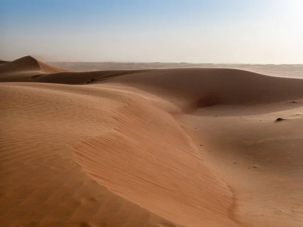 Dune Del Deserto Wahiba Sands Oman Tramonto Durante Tipica Tempesta — Foto Stock