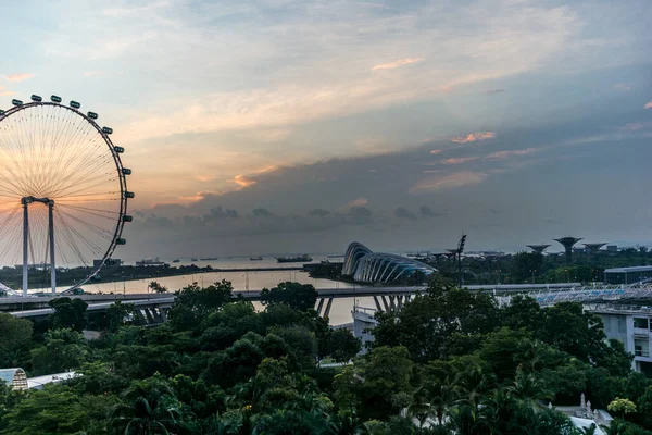 Paisaje Urbano Del Puerto Deportivo Singapur Amanecer — Foto de Stock