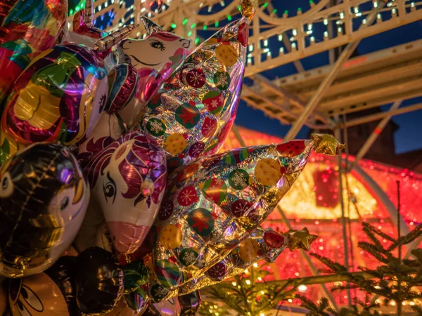 Colorful Balloons Christmas Market Switzerland — Stock Photo, Image