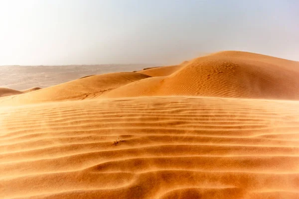 Dune Del Deserto Wahiba Sands Oman Tramonto Durante Tipica Tempesta — Foto Stock