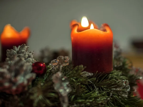 Krásné Vánoční Svíčky Hoří — Stock fotografie
