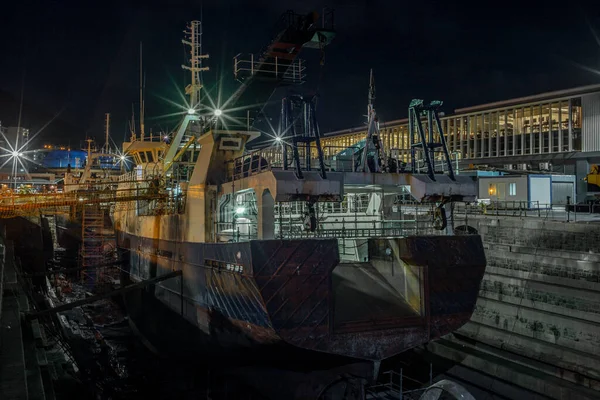 Loděnice Kapském Městě Noci — Stock fotografie
