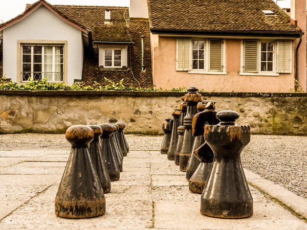 Šachovnice Figurky Parku Curychu Švýcarsko — Stock fotografie