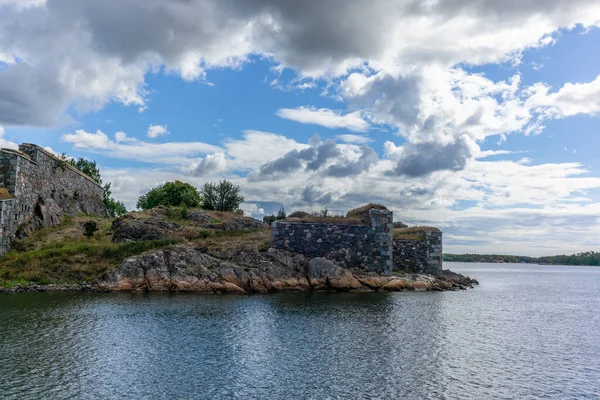 Ogromne Mury Obronne Twierdzy Suomenlinna Finlandii — Zdjęcie stockowe