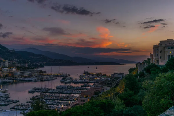 Wschód Słońca Porcie Monako — Zdjęcie stockowe