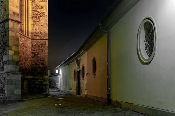 Мощеная Улица Брно Чехии Поздней Ночью — стоковое фото