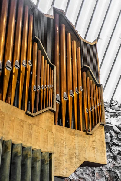 Deatil Órgão Majestoso Igreja Rocha Temppeliaukio Helsinki — Fotografia de Stock